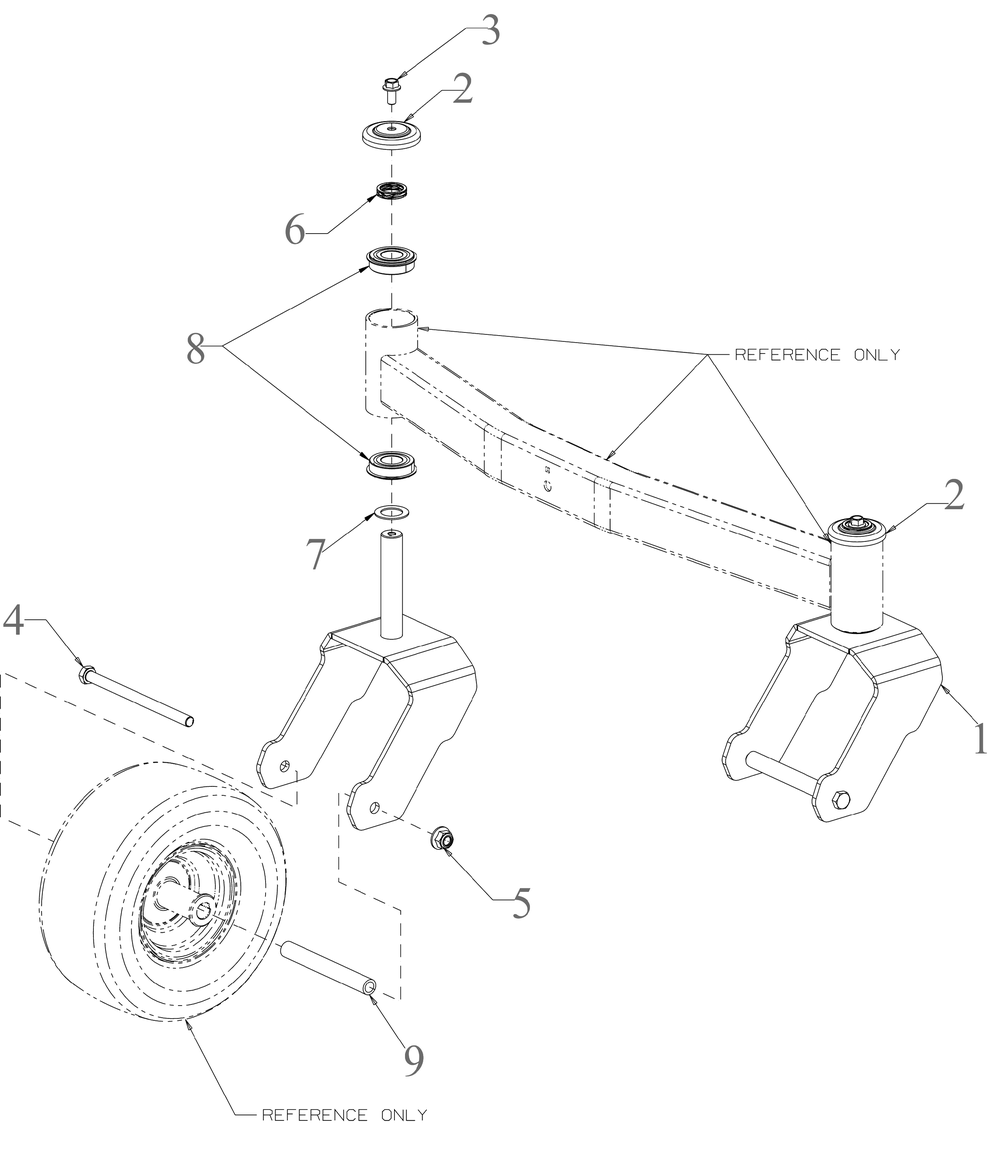 Front Caster Diagram and Parts List for ZT1-46KH (17CNA10)(2023) Cub Cadet Lawn Tractor